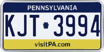 PA license plate KJT3994