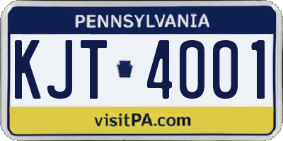 PA license plate KJT4001
