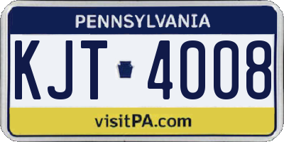 PA license plate KJT4008