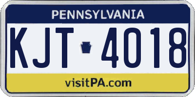 PA license plate KJT4018