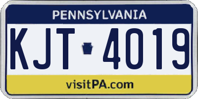 PA license plate KJT4019