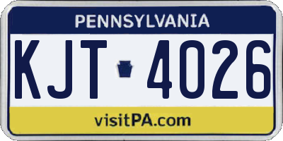 PA license plate KJT4026