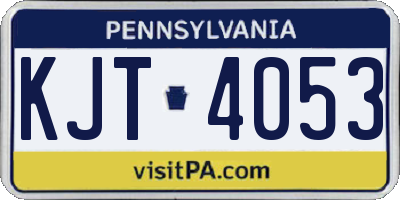PA license plate KJT4053