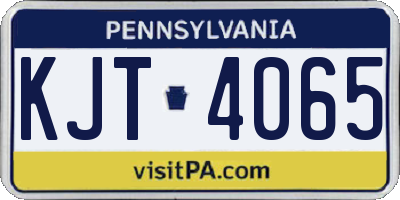 PA license plate KJT4065