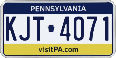 PA license plate KJT4071