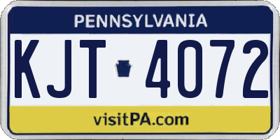 PA license plate KJT4072