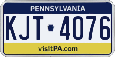PA license plate KJT4076