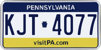 PA license plate KJT4077