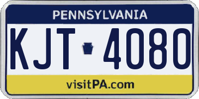 PA license plate KJT4080