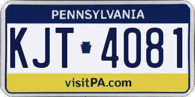 PA license plate KJT4081