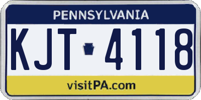 PA license plate KJT4118