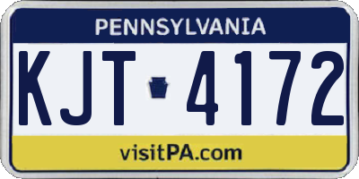 PA license plate KJT4172