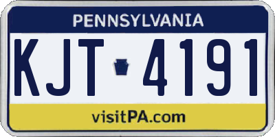 PA license plate KJT4191