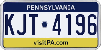 PA license plate KJT4196