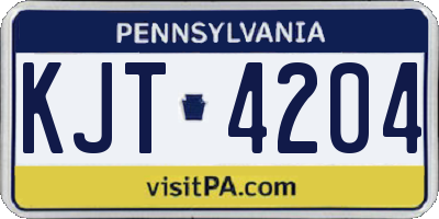 PA license plate KJT4204