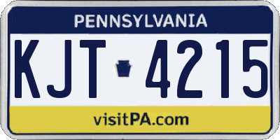 PA license plate KJT4215