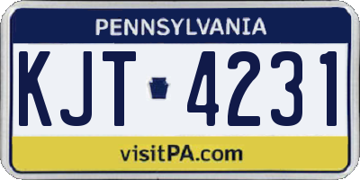 PA license plate KJT4231