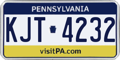 PA license plate KJT4232
