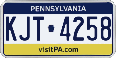 PA license plate KJT4258