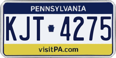 PA license plate KJT4275