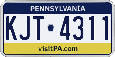 PA license plate KJT4311