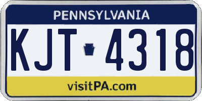 PA license plate KJT4318