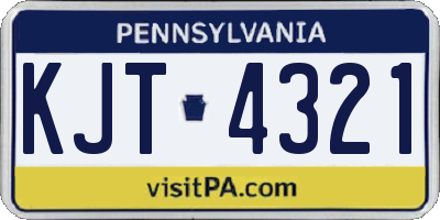 PA license plate KJT4321