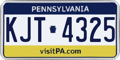 PA license plate KJT4325