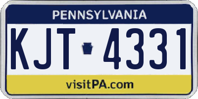 PA license plate KJT4331