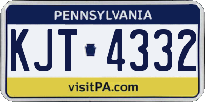 PA license plate KJT4332