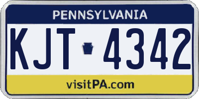PA license plate KJT4342