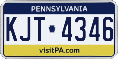 PA license plate KJT4346