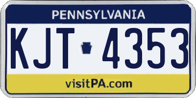 PA license plate KJT4353