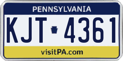 PA license plate KJT4361