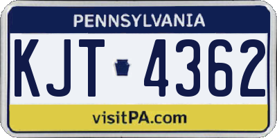 PA license plate KJT4362