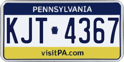 PA license plate KJT4367