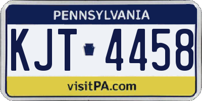 PA license plate KJT4458