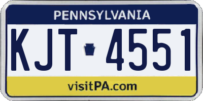PA license plate KJT4551