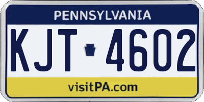 PA license plate KJT4602