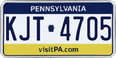 PA license plate KJT4705