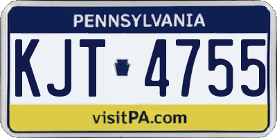 PA license plate KJT4755