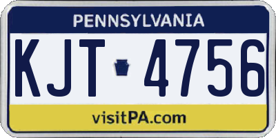 PA license plate KJT4756