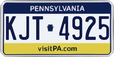 PA license plate KJT4925