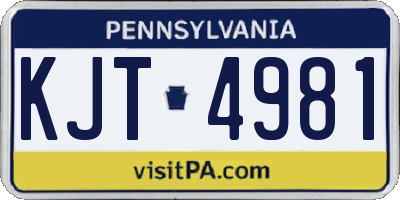 PA license plate KJT4981