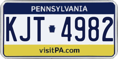 PA license plate KJT4982