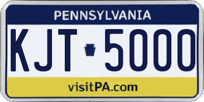 PA license plate KJT5000