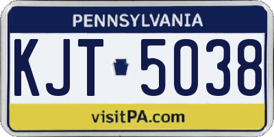PA license plate KJT5038