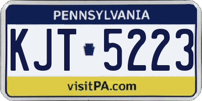 PA license plate KJT5223