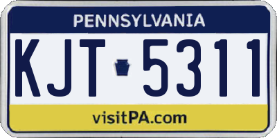 PA license plate KJT5311