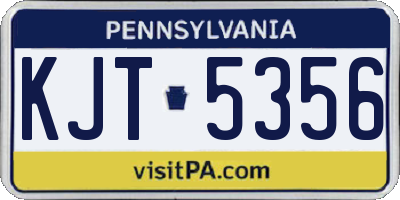 PA license plate KJT5356